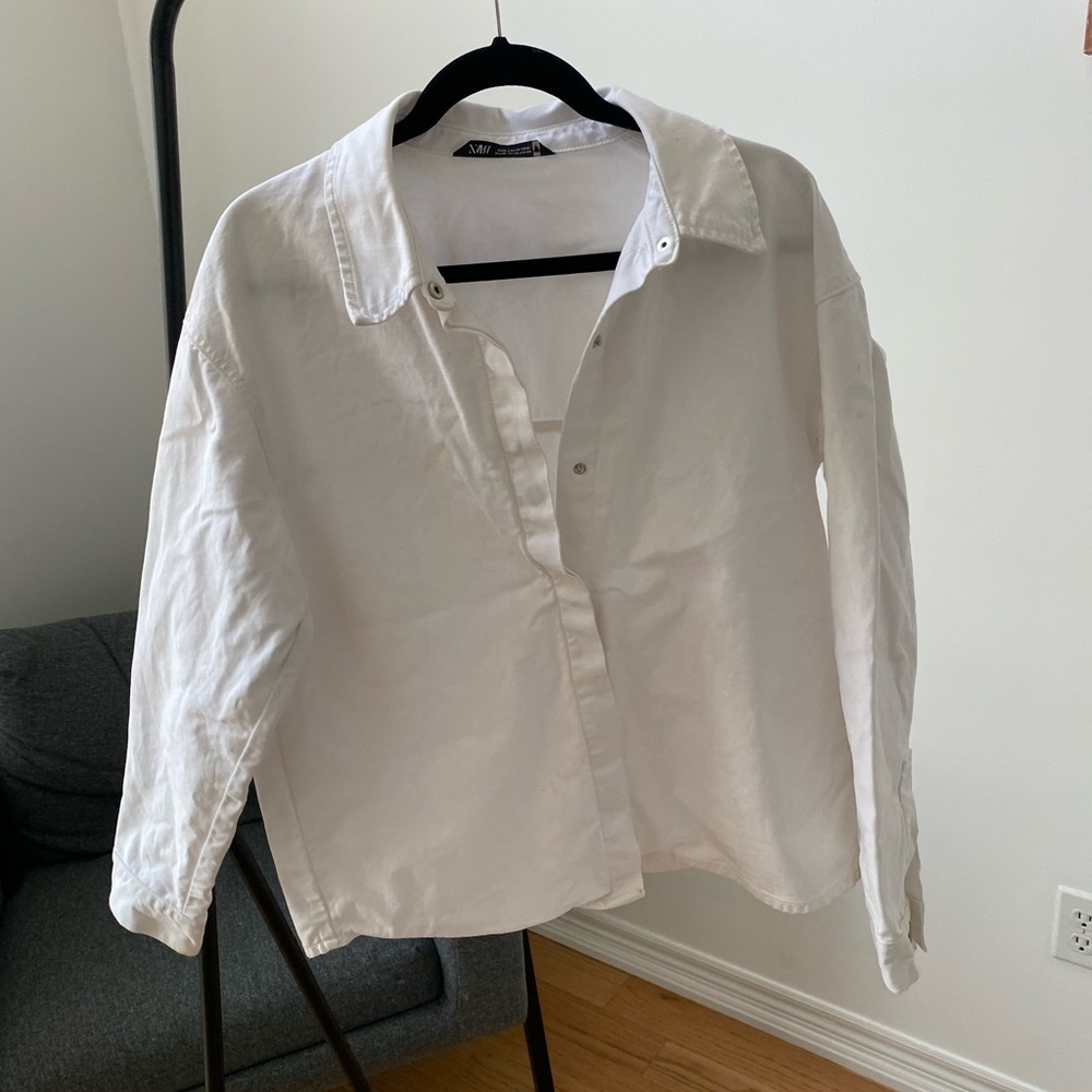 Zara White Denim Jacket